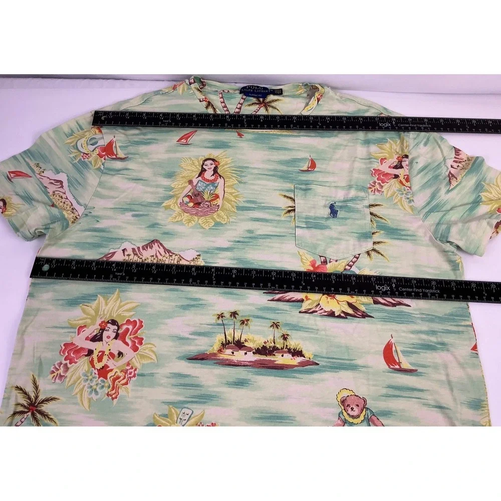 Polo Ralph Lauren Aloha Hawaiian Print T Shirt‎ Classic Fit Mens Medium Classic